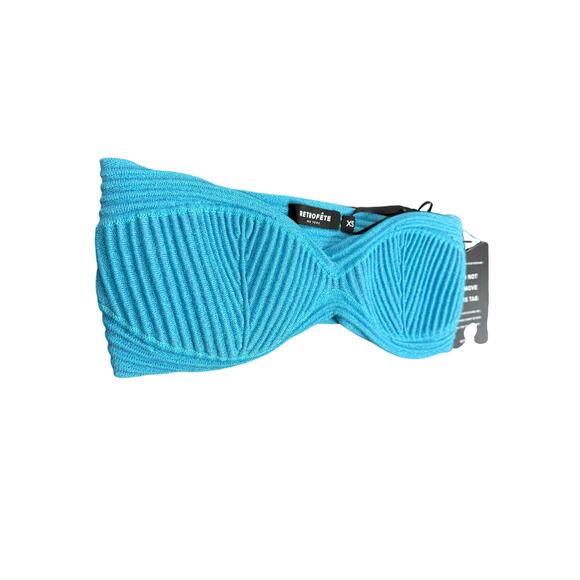 Retrofete Capri Bra Top Strapless Bandage Ribbed Party Summer Festival Party XS - Picture 4 of 8